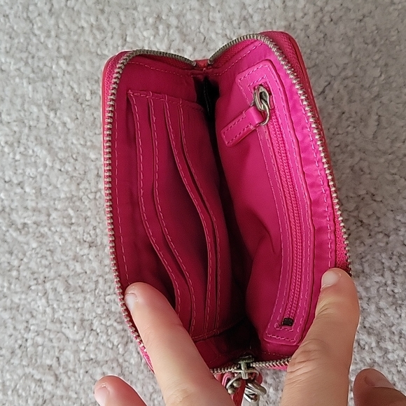 Coach Pink & Coral Poppy Collection Signature Wristlet / Card Holder - Picture 3 of 6